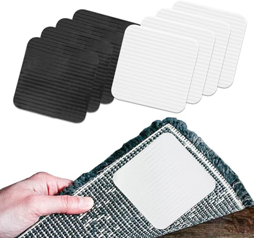 Trsnzul Antiscivolo per Tappeti 8 Pezzi, Lavabile Tappeto Antiscivolo 10 X 10 cm, Sottotappeto Antiscivolo per Pavimenti In Legno e Piastrelle