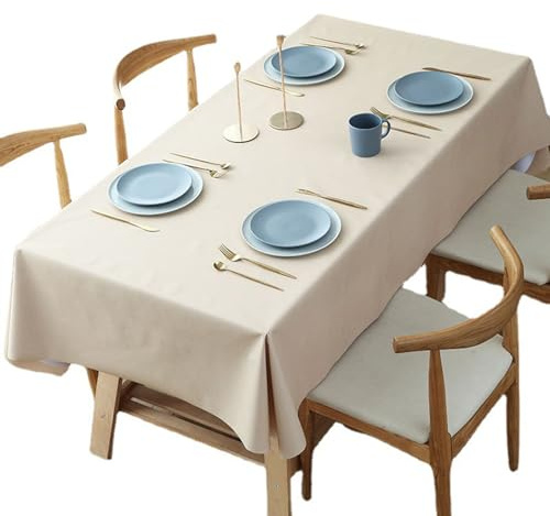 Tischdecke Abwaschbar, Champagner Tischtuch, Leinendecke Wasserabweisend Tafeldecke, 80 x 120 cm, Kratzfest, für Wohnzimmer, Esszimmer, Balkon, Garten