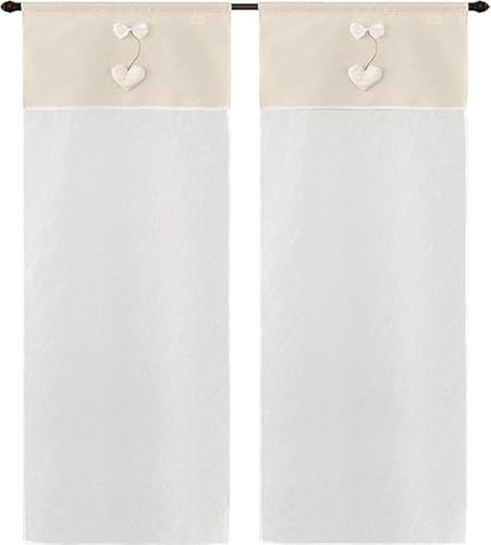 emmevi Tende Finestre Porte Interno Coppia 2pz Tessuto Semitrasparente Shabby Chic Rustiche 60x150 Beige
