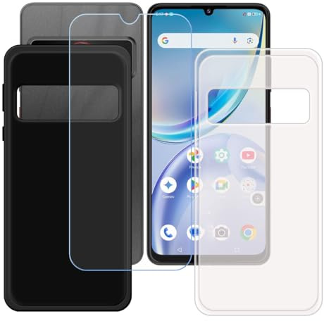 BMPNLSZ Funda (6,75) Screen Protector, Negro + Translúcido Suave Silicona TPU Canica Carcasa Caso Case + Cristal Templado Film Vidrio