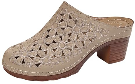 Generisch Sandalias de verano con plataforma para mujer, sandalias de tacón de bloque cómodas para la playa, zapatos casuales para exteriores, caqui, 43 EU