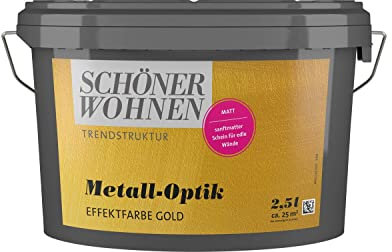 SCHÖNER WOHNEN Peinture effet métal doré 2,5 l