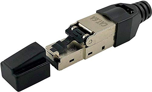 odedo® 4 x Cat.6 A RJ45 Crimp Conector para Cat 6 A, Cat7 10 Gigabit cat5sh – Cable de Red hasta 9 mm AWG 23–26 apantallado con aleación de cinc contactos Dorados, Montaje sin Herramientas