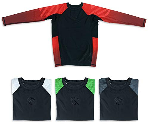 Sanabul Kids Essential Long Sleeve Rashguard Youth BJJ Childrens Martial Arts - RED, Medium