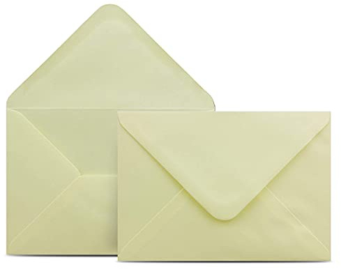50 Briefumschläge DIN C6 Hellgelb Gelb - 11,4 x 16,2 cm - Kuverts mit 100 g/m² Nassklebung spitze Klappe - Umschläge ohne Fenster - Colours-4-you