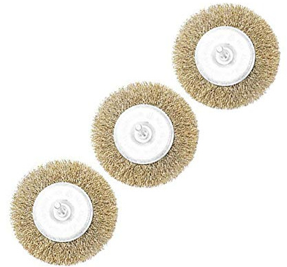 BE-TOOL Lot de 3 brosses métalliques rotatives de 100 mm à tige ronde pour métal, élimination de la rouille et de la corrosion de la peinture