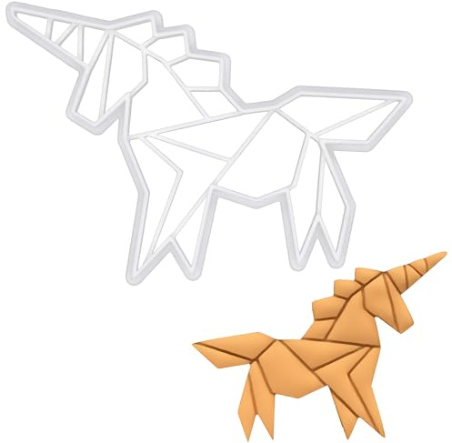 BAKERLOGY Origami Unicorn Cookie Cutter - Detailed Biscuit Cutter Design for Baking and Crafts, Ideal on Fondant, Dough, Clay