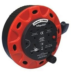 Infapower 4 WAY 10M CABLE EXTENSION REEL LEAD MAINS SOCKET HEAVY DUTY 13 AMP