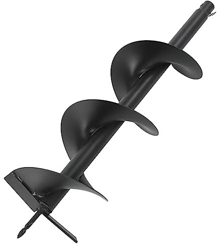 vidaXL Auger Drill Bit 200mm - Steel Construction Drilling Tool for Garden Planting, Road Works, Fence Post Installation, Durable with 20mm Shank