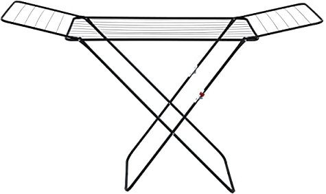 WENKO Wäschetrockner Champion, Flügel-Wäscheständer mit 18 Meter Trockenlänge, Kindersicherung, platzsparend zusammenklappbar, 170 x 98 x 55 cm, Stahl pulverbeschichtet in Schwarz matt