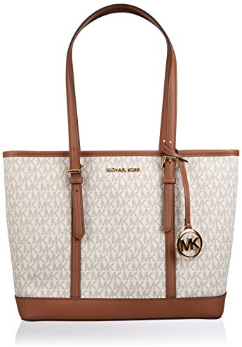 Michael Kors Jet Set Travel Signature Small Top Zip Shoulder Tote - Vanilla