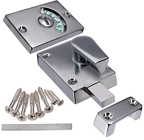 Bathroom Toilet WC Indicator Privacy Dead Bolt Door Lock, Vacant Engaged + Screws, 38 * 13 * 35mm Toilet Shower cubicles & Bathroom Indicator Bolt (Polished Chrome)