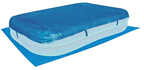 #11 Poolabdeckung rechteckig + Poolunterlage für Familiy Pool 262x175cm - 110g/m² PE - Wasserdicht - UV-stabil Abdeckung Fixierseil - Bodenschutz - Bodenplane aufblasbar Planschbecken