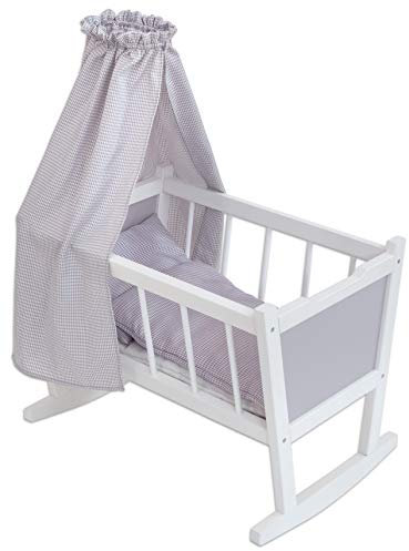 Betzold - Puppenwiege aus Holz mit Himmel - Puppenmöbel Kinderspielzeug