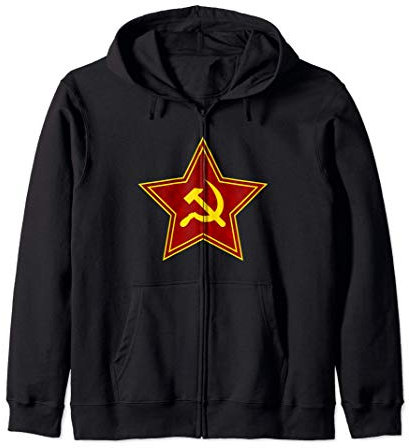 Unione Sovietica Stella Rossa URSS Falce e Martello Felpa con Cappuccio