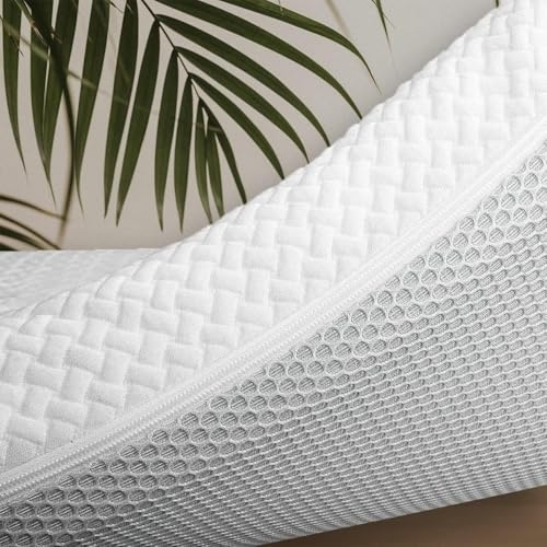Cubrecolchon Topper 100% Viscoelastico | 105 x 180cm | Grosor 4CM | Fabricado en España | Libera Presion Cervical y Lumbar | Tratamiento Bambu | Anti-alergenico | Transpirable