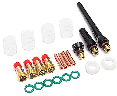 CENPEK WIG-Gas-Linse 17GL332#10 hitzebeständiger Becher und WIG-Gaslinse, Aluminium-Düsen-Set, passend für WP 17 18 26 WIG-Schweißbrenner, 23 Stück