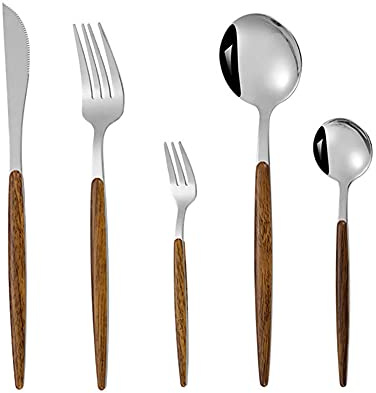 Ensemble Couverts De Table, 40 Pièces Ensemble De Couverts En Acier Inoxydable Or, Y Compris Couteau/Fourchette/Cuillère/Thé/Dessert Vork, Pour 8 Personnes,Argent,40pcs