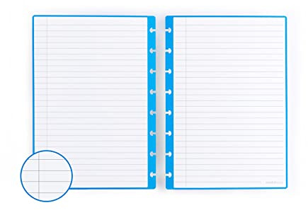 MODUBOOQ - 32 blaue, linierte, wiederverwendbare, gebundene Duratech3-Seiten - A5