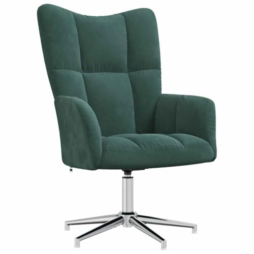 vidaXL Relaxsessel Drehbar Fernsehsessel Polsterstuhl Polstersessel Relaxstuhl Sessel Stuhl Armsessel Ohrensessel Wohnzimmer Dunkelgrün Samt