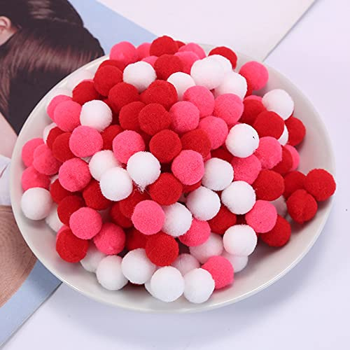 1000 Stück Bunte Mini Pompons,10mm Pompom Bälle Kleine Bommeln,Flauschigen Plüschbälle Filzkugeln Deko für Geburtstag & Hochzeit Party Dekorieren Lustige DIY Nähen Basteln Handwerk,Rot Rose Weiß