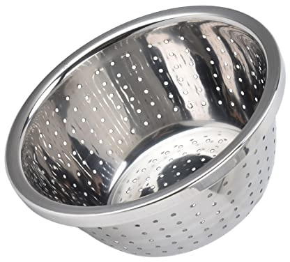 Shanrya Colador de cocina para pasta de acero inoxidable, colador de pasta con cuenco, cesta para lavar frutas, fácil de limpiar, resistente a caídas, colador multifuncional de acero inoxidable de 18