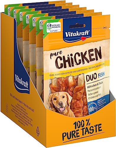 Vitakraft Pure Chicken Duo Fish, Hundeleckerli, Hühnchen und Fisch, mit Omega 3, Hunde Trainingsleckerli, ohne Zusatz von Zucker (8x 80g)
