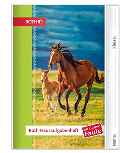 ROTH Hausaufgabenheft - Kids und Tiere für clevere Faule mit Hülle, A5, 1 Woche 2 Seiten, Pferd