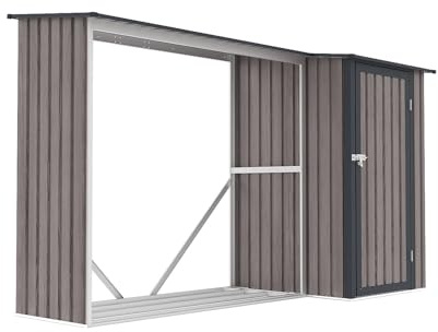 Vente-unique - Abri bûches métal avec rangement en acier galvanisé 3,49 m3-2.5 stéres - L282 x P109 x H168 cm - DORWOOD