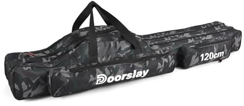 doorslay 3 Schicht Angeltasche Rutentasche, Faltender Angelrute Tasche, Angelrute Werkzeuge Aufbewahrungstasche, Tragbare Angelgerät Tasche 90/120/15