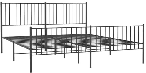 vidaXL Sängram med huvudgavel och fotgavel svart metall 180x200 cm, säng, metallsäng, metall sängram, sängar, metallsängar, metall sängramar, gästsäng