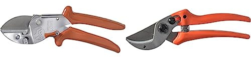 Original LÖWE 1 Profi Amboss Gartenschere 1.107 mit ergonomischer Griffform & 15 Amboss Gartenschere 15.107 mit Bypass Geometrie für kleinere bis mittlere Hände