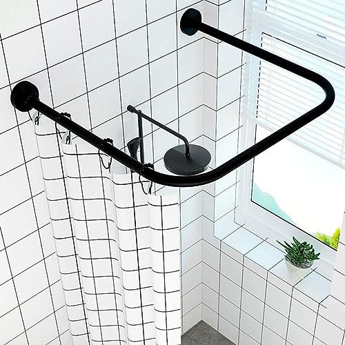 JUNNIU Gebogene Duschvorhangstange U Form Ohne Bohren,304 Edelstahl Gebogene Duschstange Duschvorhang Stangen Halterung Für Badezimmer Küche Umkleidekabine,110×110×110cm