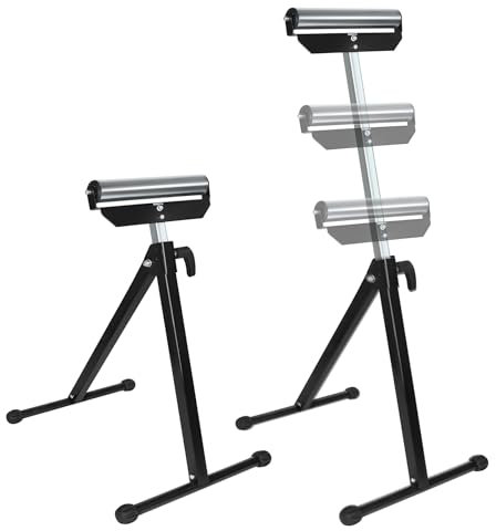 SUBTLETY 68-108cm Höhenverstellbar Rollenständer Set 2x Klappbare Rollenbock mit Antirutschfüßen Stützbock Unterstellbock Tragfähigkeit bis 60KG Werkbänke Rollbock für Holz- & Metallbearbeitung
