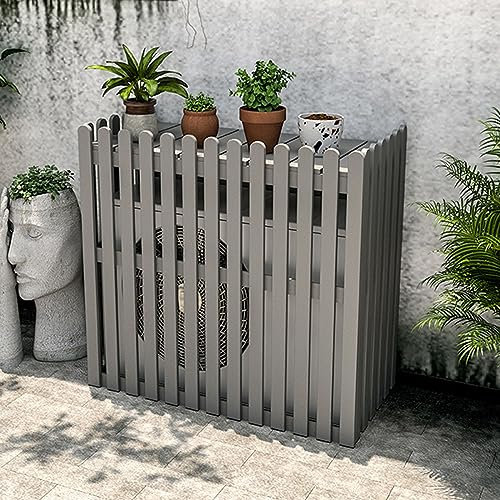 Holzabdeckung für Klimaanlagen, dekorativer Gartenschutz, Lärmreduzierung, Pflanzenständerregal, geeignet für Wärmepumpen