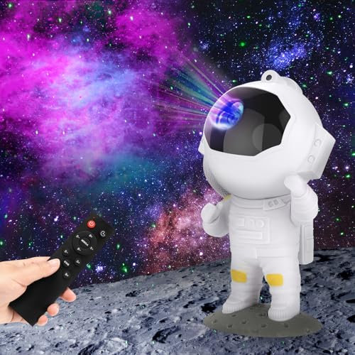 Hyindoor Astronaute Projecteur Galaxie Lampe Veilleuse Astronaute avec Minuterie Télécommande Nébuleuse Réglable Projection de Ciel Etoilé pour Chambre Plafond Space Buddy pour Enfants