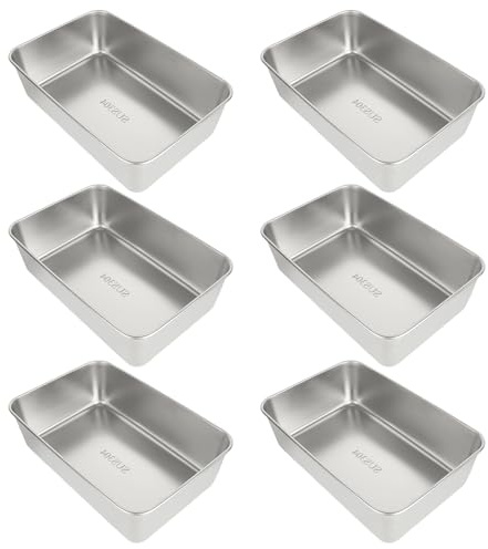 VIDETOL 6 PCS Stainless Steel Loaf Tins, 22 x 14.5 x 6.3 cm Bread Loaf Pan, Non-Stick Bread Oven Tin for Toast, Cake, Pie
