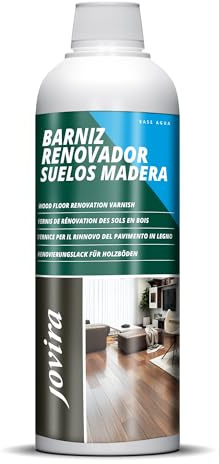 JOVIRA PINTURAS Barniz Renovador Protector para Suelos Laminados, Parqué y Madera – Decora, Protege y Disimula Arañazos – Resistente a Manchas y Desgaste. (1 Litro, Satinado) F-97