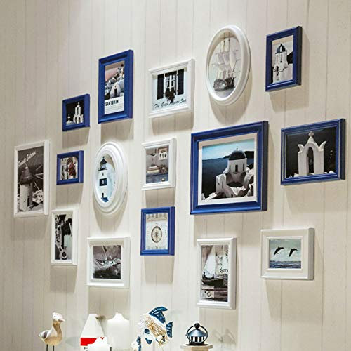 IBOWZ Bilderrahmen Collage Set Mehrere weiße Bilderrahmen aus Holz, Collagen-Wandsets für 16 Fotos im Einfamilienhaus, Wohnzimmer, Treppenhaus, DIY-Kombination, dekorative Malerei