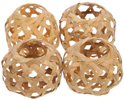 jojofuny 7x7x5.3cm Lot De 4 Abat-Jour En Bambou Tissé à La Main, Suspension Luminaire Pour DéCoration IntéRieure, Lampe Suspendue Pour Salon, Cuisine, Chambre