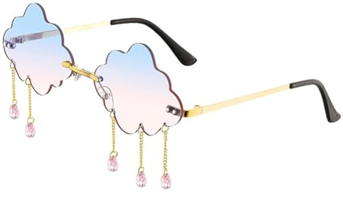 Lunettes de Soleil Sans Monture, Lunettes de Soleil en Forme de Nuage, Lunettes de Soleil Irrégulières, Lunettes de Fête, Lunettes de Soleil Hippie, Lunettes de Soleil Dégradé pour Femmes Hommes, A