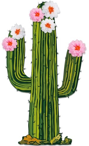 Honoson 7 piezas de decoración de fiesta de cactus grandes articulados de cartón recortado de cactus de pie de planta verde de verano decoración de pared para cumpleaños VBS Halloween Foto Prop Wild