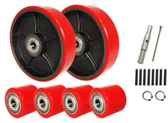 Aiyomi Rouleaux De Transpalette avec Essieux Roulement À Billes Intégré, Alésage 20mm Paire De Roues Directrices 180x50mm, 4 Roues De Charge 74x70mm, Accessoires pour Chariots Élévateurs Manuels