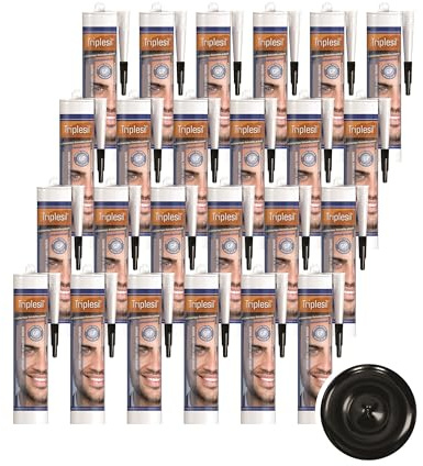 Triplesil Premium Mastic Silicone –24×310 ml Silicone Sanitaire – Étanche & Résistant aux Moisissures –Mastic Silicone pour Salle de Bain et Cuisine – Étanchéité Tous Matériaux (noir)