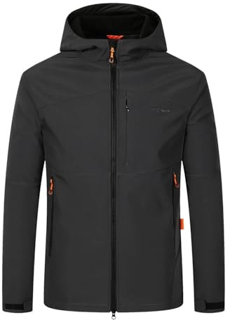 Blue Wave Herren Softshelljacke Mads mit Fleecefutter - Jacke mit angeschnittener Kapuze in Anthrazit Größe S