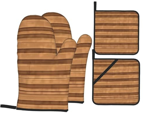 Dlxw Ensemble de gants de cuisine et maniques à haute chaleur, design antidérapant, résistant à la chaleur de 180 °C, parfait pour cuisiner, cuire et griller, parfait pour offrir ! Texture originale