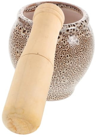 Amosfun Prensa de Ajo de Piedra Molinillo de Especias Mortero de Recipiente para Triturar Condimentos para Cocina Casera y Restaurante Herramienta de Cocina para Machacar Ajo y Aguacate