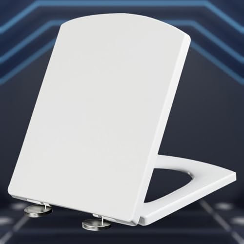 Asiento de Inodoro Blanco de Cierre Suave Asiento de Inodoro de Cierre Suave Asiento de Inodoro Barato con fijación Superior Simple, Asientos de Inodoro estándar, Bisagras Ajustables de cier