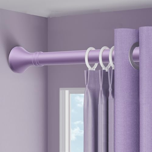 Shower Curtain Rod (40-500CM), Adjustable No-Drilling Telescopic Rods Extendable, Stainless Steel Tension Pole for Window Bedroom and Room Divider(Purple,15''-21'')