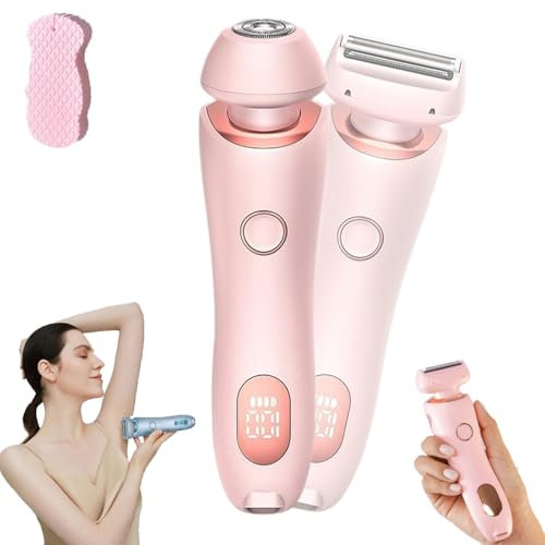 Swissglow Pro Nano-Rasierer Für Samtig Glatte Haut In Sekunden, Upgraded Dual Head Shaver Women, Elektrische Bikini Trimmer Rasierer Mit Led-Anzeige, Rasierer Damen Elektrisch, Schmerzfreier (PINK)